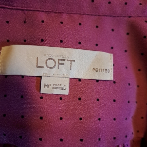 Loft polka Dot Blouse half button size MP - Picture 9 of 10